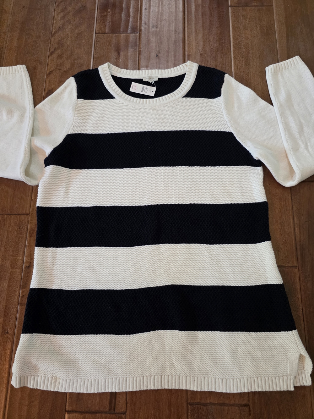 Classic Navy Blue & White Stripe  Crewneck Sweater from Talbots
